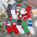 1 Pair Unisex Christmas Socks Santa Claus For Man Woman Lady Thickness Cotton Knit Xmas Funny Socks Elk Santa Stockings