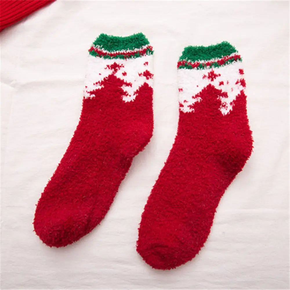 1 Pair Unisex Christmas Socks Santa Claus For Man Woman Lady Thickness Cotton Knit Xmas Funny Socks Elk Santa Stockings