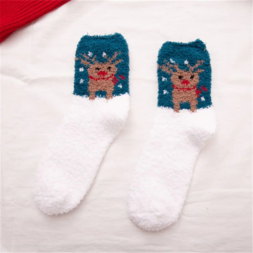 1 Pair Unisex Christmas Socks Santa Claus For Man Woman Lady Thickness Cotton Knit Xmas Funny Socks Elk Santa Stockings