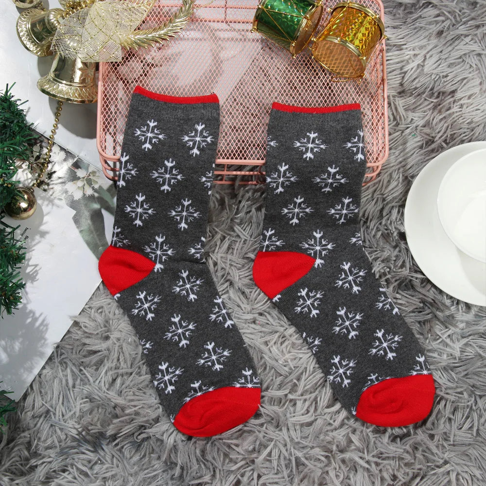 1 Pair Unisex Christmas Socks Santa Claus For Man Woman Lady Thickness Cotton Knit Xmas Funny Socks Elk Santa Stockings
