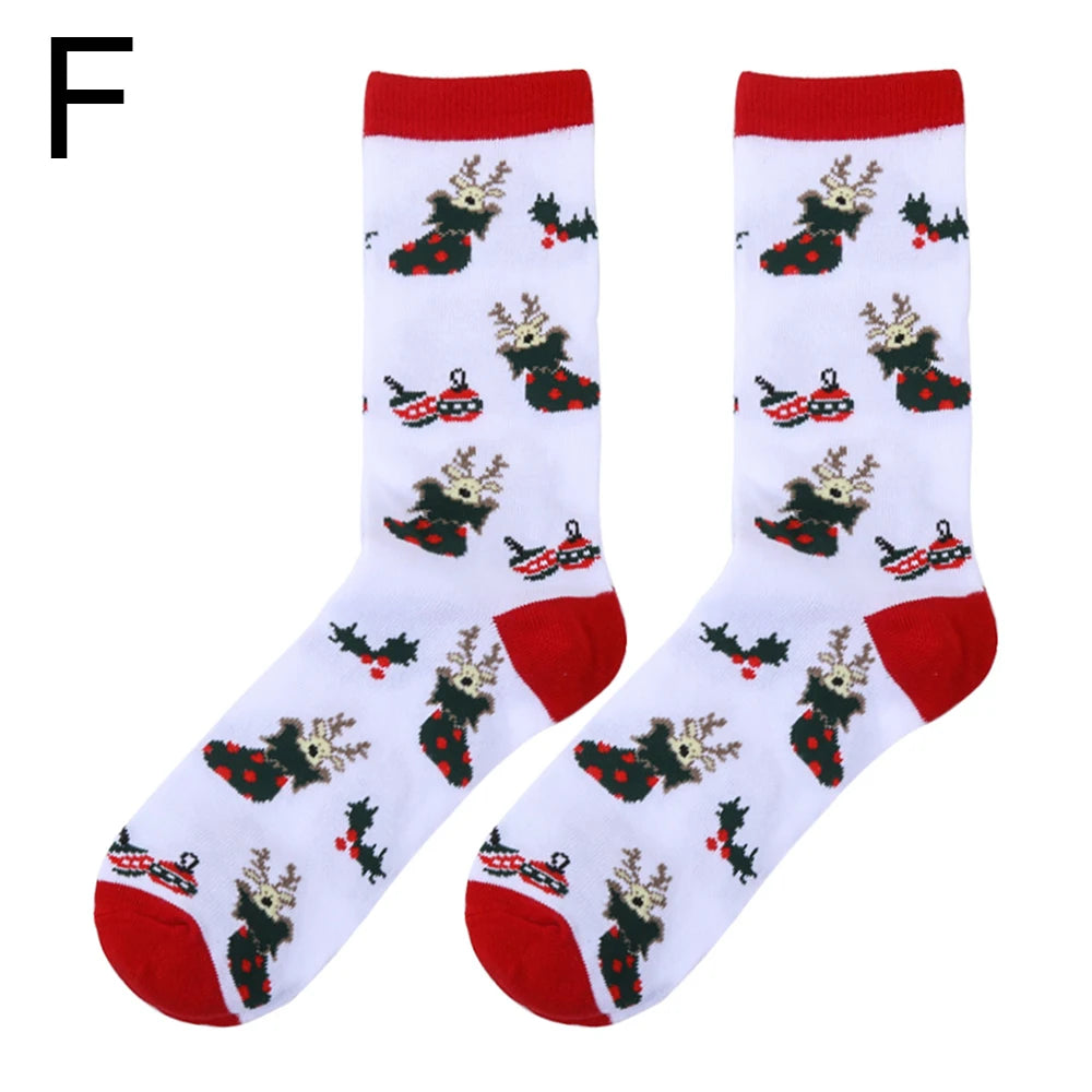 1 Pair Unisex Christmas Socks Santa Claus For Man Woman Lady Thickness Cotton Knit Xmas Funny Socks Elk Santa Stockings