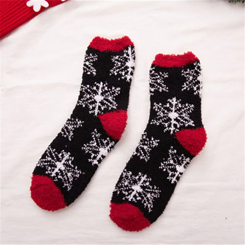 1 Pair Unisex Christmas Socks Santa Claus For Man Woman Lady Thickness Cotton Knit Xmas Funny Socks Elk Santa Stockings