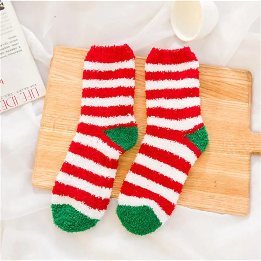 1 Pair Unisex Christmas Socks Santa Claus For Man Woman Lady Thickness Cotton Knit Xmas Funny Socks Elk Santa Stockings