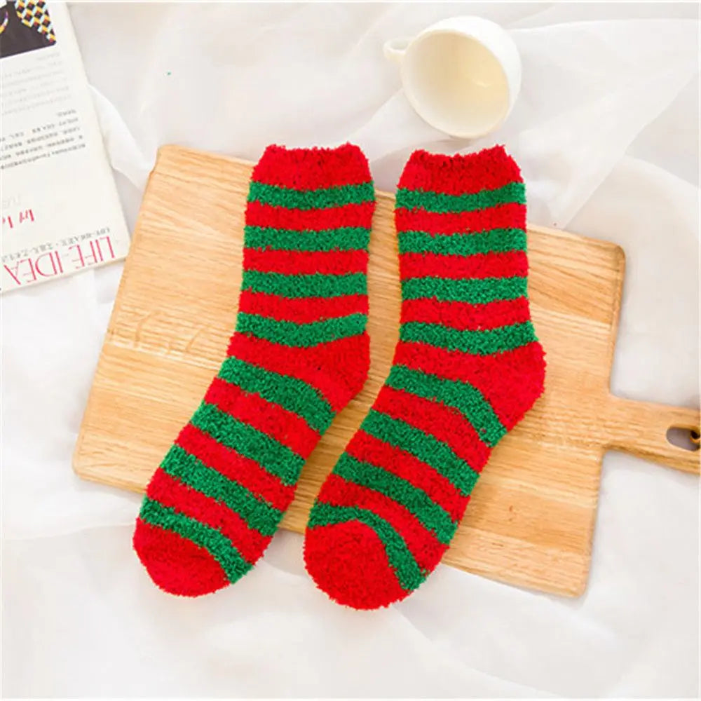 1 Pair Unisex Christmas Socks Santa Claus For Man Woman Lady Thickness Cotton Knit Xmas Funny Socks Elk Santa Stockings