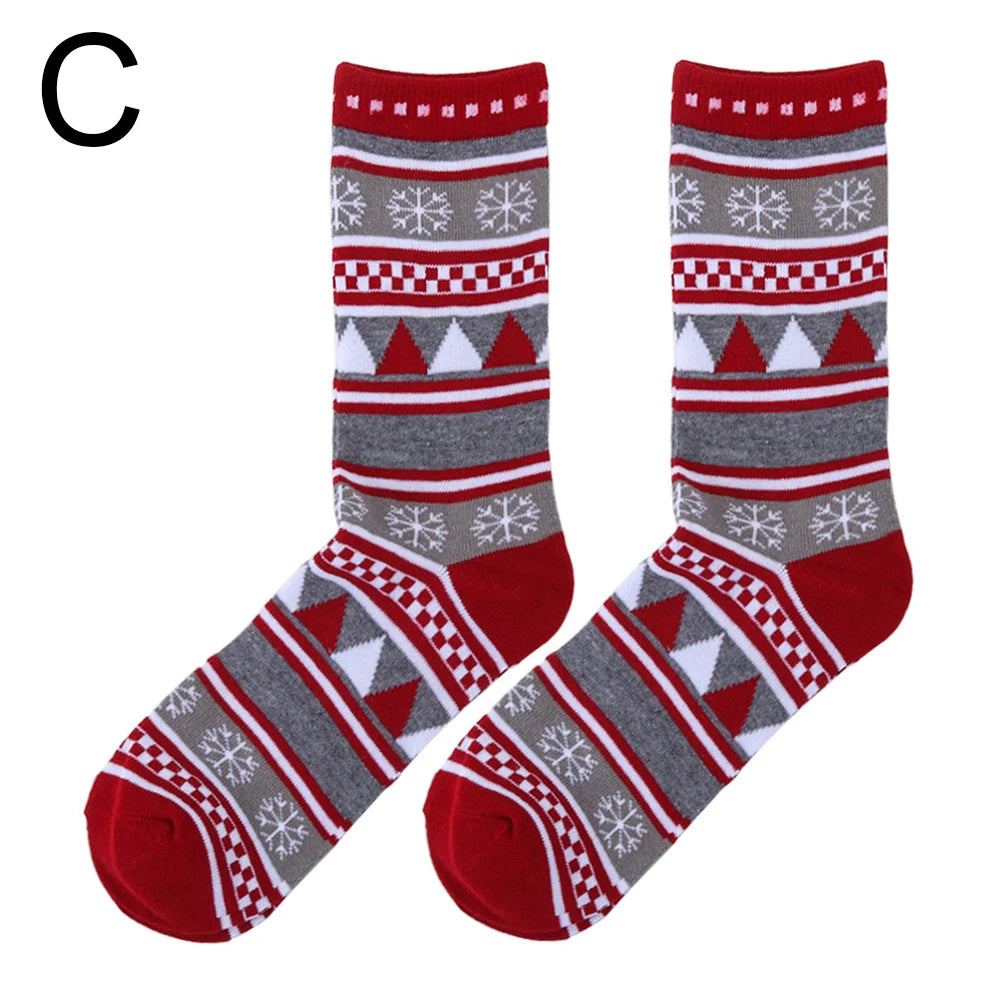 1 Pair Unisex Christmas Socks Santa Claus For Man Woman Lady Thickness Cotton Knit Xmas Funny Socks Elk Santa Stockings