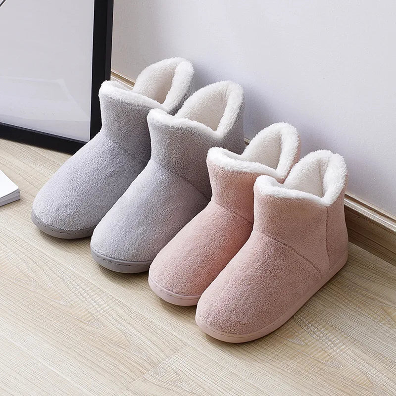 2025 Winter Warm Shoes Woman Men Indoor Slippers Soft Plus Couples Home Floor Snow Boots Anti-slip Female House Footwear
