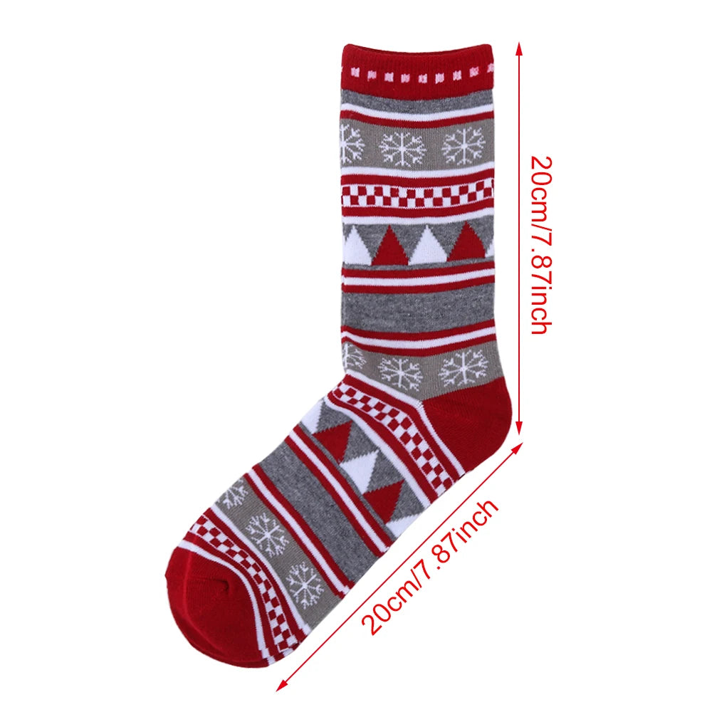1 Pair Unisex Christmas Socks Santa Claus For Man Woman Lady Thickness Cotton Knit Xmas Funny Socks Elk Santa Stockings