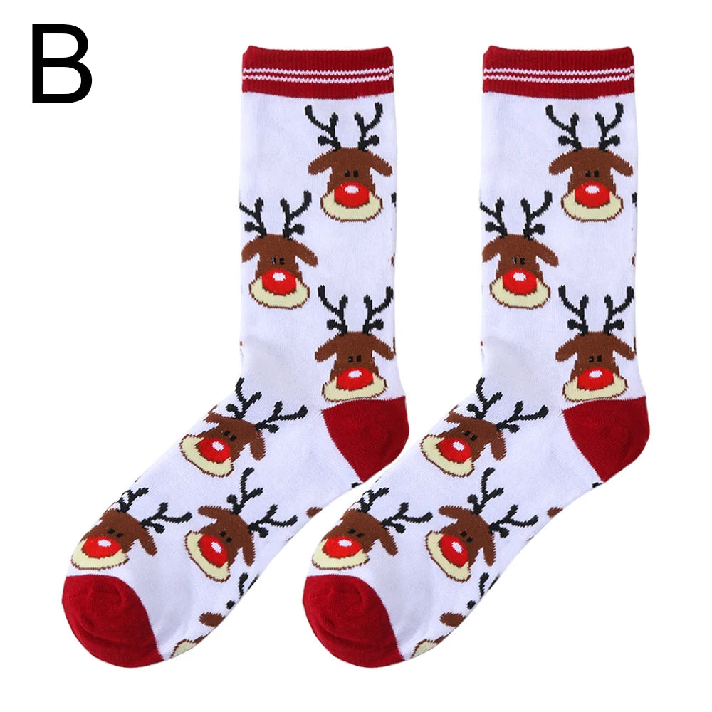 1 Pair Unisex Christmas Socks Santa Claus For Man Woman Lady Thickness Cotton Knit Xmas Funny Socks Elk Santa Stockings