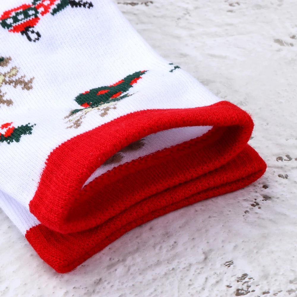 1 Pair Unisex Christmas Socks Santa Claus For Man Woman Lady Thickness Cotton Knit Xmas Funny Socks Elk Santa Stockings