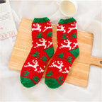 1 Pair Unisex Christmas Socks Santa Claus For Man Woman Lady Thickness Cotton Knit Xmas Funny Socks Elk Santa Stockings