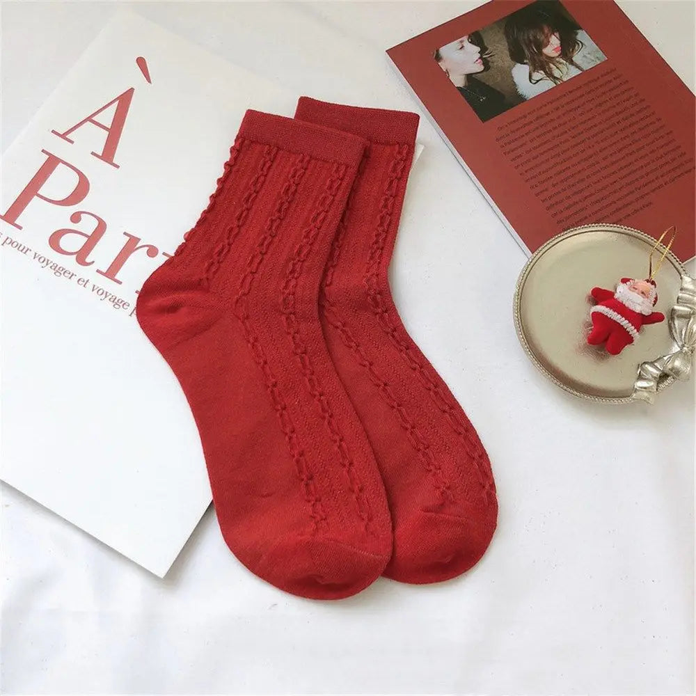 1 Pair Unisex Christmas Socks Santa Claus For Man Woman Lady Thickness Cotton Knit Xmas Funny Socks Elk Santa Stockings