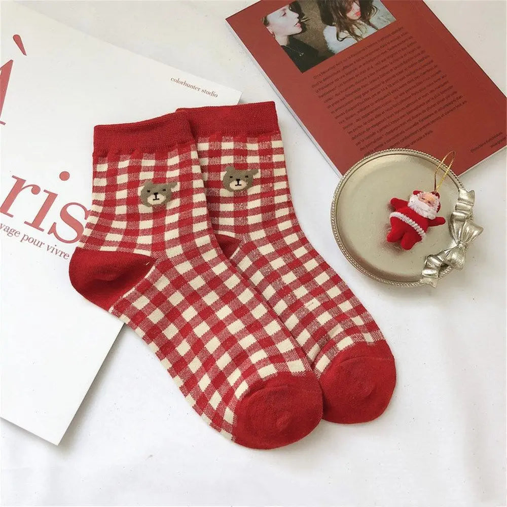 1 Pair Unisex Christmas Socks Santa Claus For Man Woman Lady Thickness Cotton Knit Xmas Funny Socks Elk Santa Stockings