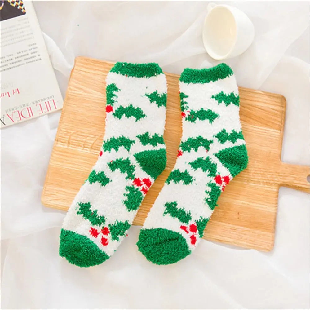 1 Pair Unisex Christmas Socks Santa Claus For Man Woman Lady Thickness Cotton Knit Xmas Funny Socks Elk Santa Stockings