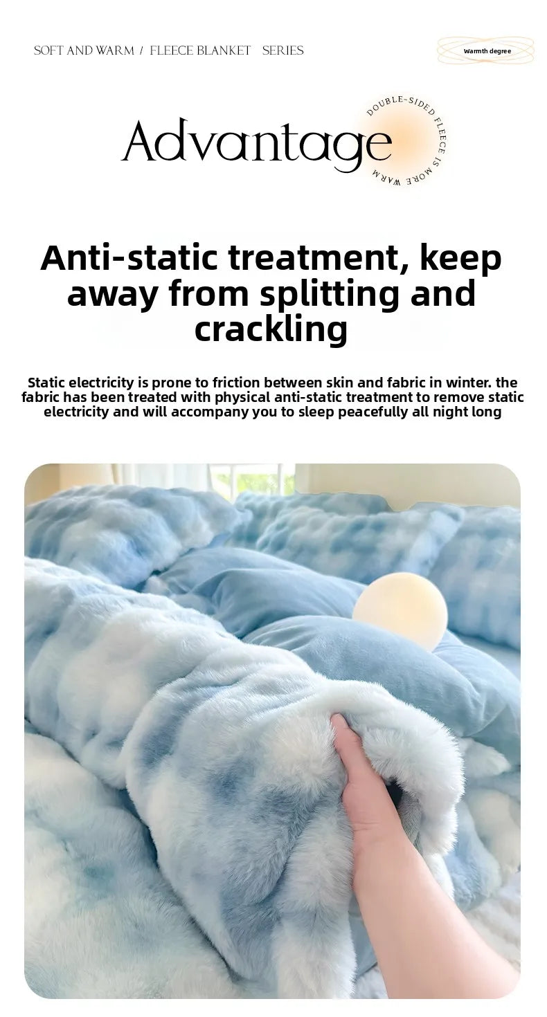 2025 New Class A Bubble Rabbit Fleece Quilt Cover  Thicken The Warm Duvet Cover in Autumn and Winter Skin-friendly Bedding