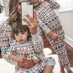 Christmas 2025 Family Matching Outfits Allover Print Mom Dad Kids 2 Pieces Pajamas Set Sleepwear Baby Romper Xmas Look Pyjamas
