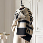 New Brand Elegance Two-Sided Print Scarf Soft Warm Fringe Pashmina Shawl Autumn and Winter Outdoor Coldproof Windproof Blanket