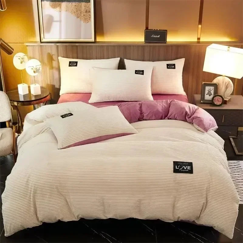 Winter Warm Velvet Duvet Cover Couple 2 People Double Quilt Cover 150/180/200/220 Bedding Twin Queen King Comforter Duvet Covers