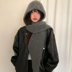 Korean Balaclava bonnet beanies y2k Hat scarf one-piece thickened warm retro Neck protection winter accessories knitted Law hat