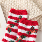 Christmas Red Thickened Coral Fleece Slippers Women's Home Socks Cozy Plush Autumn Winter Floor Socks Warmth And Style