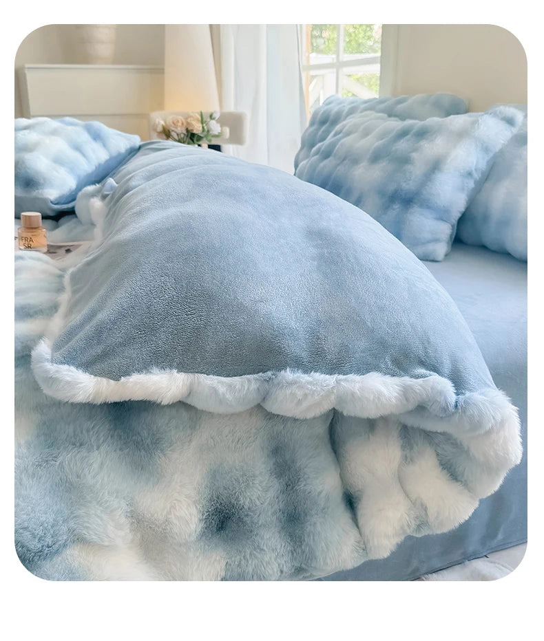 2025 New Class A Bubble Rabbit Fleece Quilt Cover  Thicken The Warm Duvet Cover in Autumn and Winter Skin-friendly Bedding