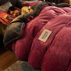 New Blue Milk Velvet Soft and Warm Duvet Cover Queen Size Double-Sided Plush Winter Blanket Bedding Luxury Duvet Cover