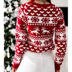 2025 Winter Women Christmas Sweater Snowflak Print Knitted Jumpers Full Sleeve Knitwear Casual Soft Jacquard Pullover Xmas Look