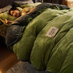 New Blue Milk Velvet Soft and Warm Duvet Cover Queen Size Double-Sided Plush Winter Blanket Bedding Luxury Duvet Cover
