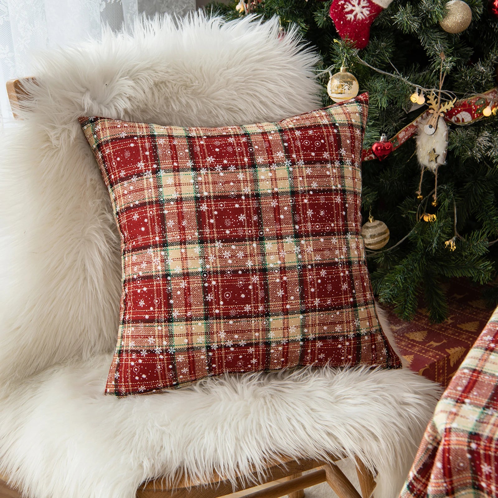 Housse de Coussin Ecossais - Noël
