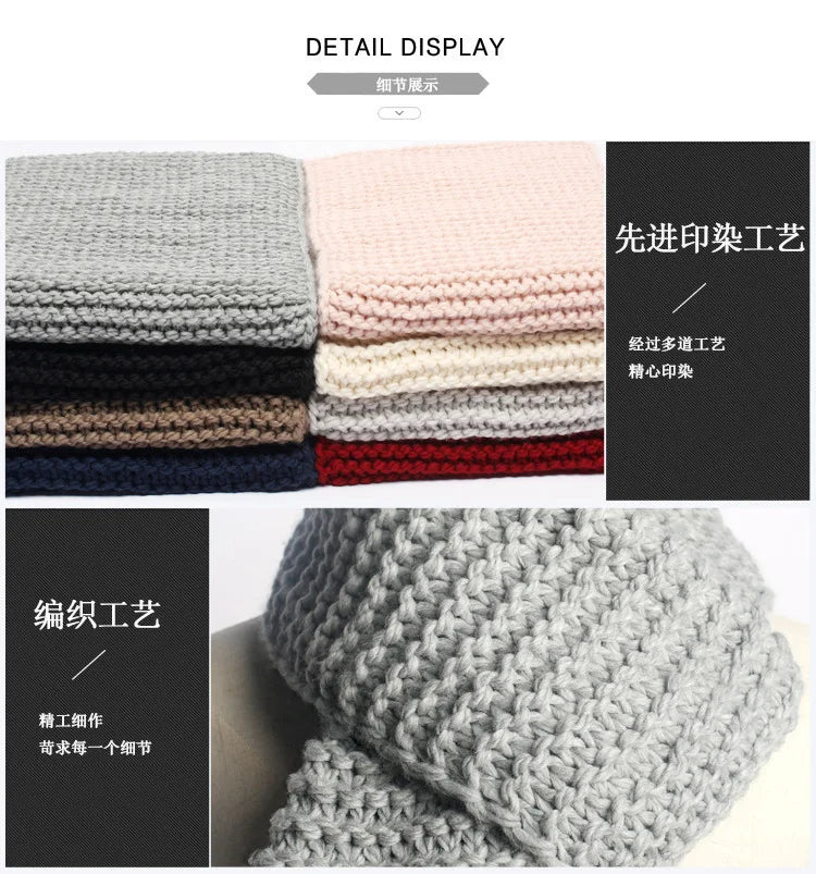 Hand Knitted Chunky Yarn Plain Scarf for Women Winter Thick Warm Soft Wool Like Scarf Fashion Long Scarves Casual Outdoor Travel
