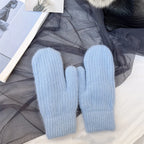 New Fashion Knitted Gloves Men's and Women's Double-layer Velvet Warm Rabbit Fur Winter Out Cold Simple 23*11CM
