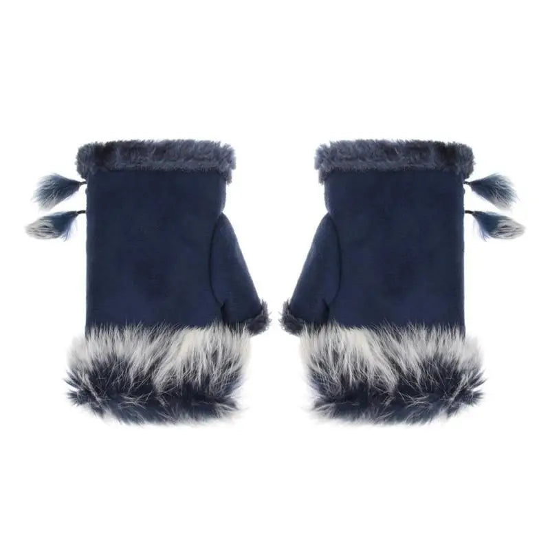 Soft Winter Half Finger Gloves Women Warm Luxury  Plush  Fingerless Gloves Wrist Mittens Writting