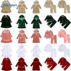 Christmas Family Xmas Children Boy Girl Pyjamas Dress Clothes Sets Customizing Velvet Long Sleeve Kid Sleepwear+Pants Costumes