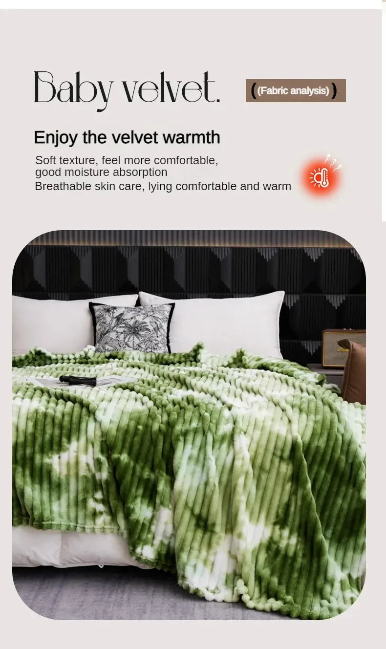 High Quality Blanket for Beds Tie Dyeing Warm Manta Single/Queen/King Flannel Fleece Thow Blanket Thick Warm Plaids Sofa Blanket