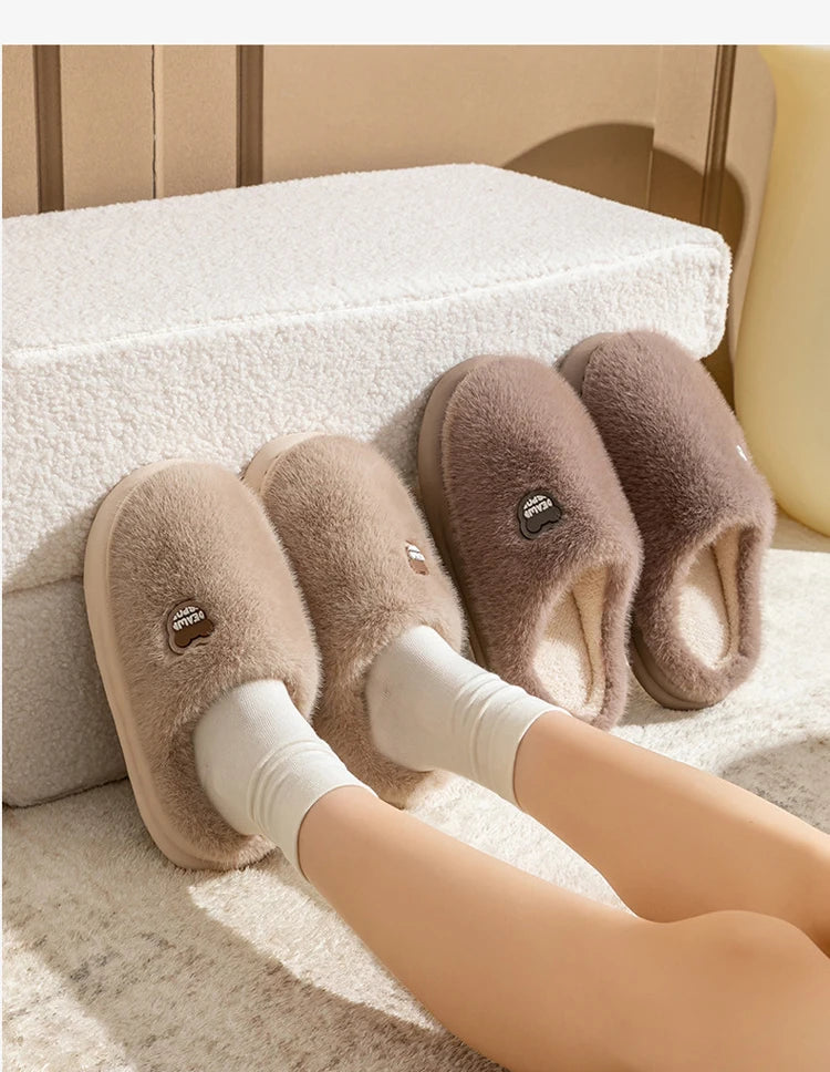 Winter Plush Couple Slippers for Men & Women Ultra Soft Memory Foam Cloud Comfort Non-Slip Thick Sole Indoor/Outdoor House Shoes