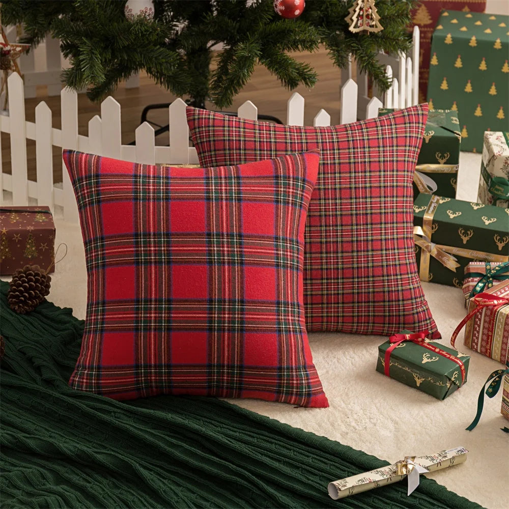 Housse de Coussin Ecossais - Noël