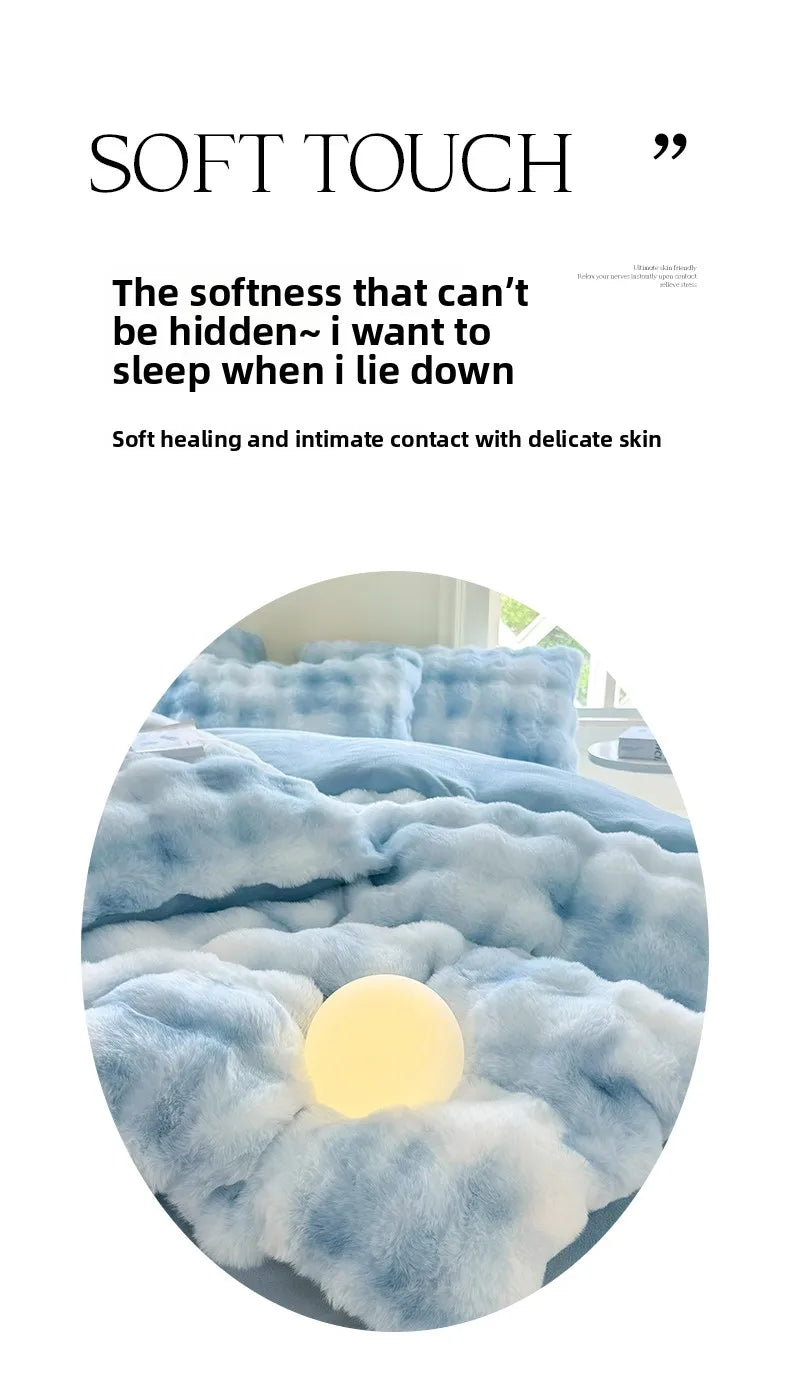 2025 New Class A Bubble Rabbit Fleece Quilt Cover  Thicken The Warm Duvet Cover in Autumn and Winter Skin-friendly Bedding