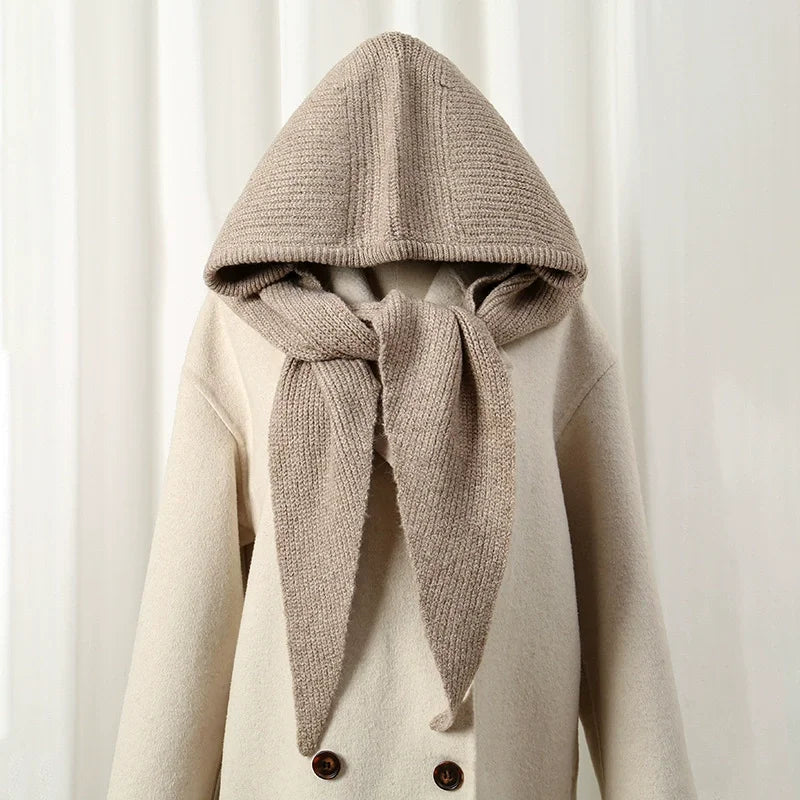 Korean Balaclava bonnet beanies y2k Hat scarf one-piece thickened warm retro Neck protection winter accessories knitted Law hat