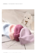 Fashion Warm Cashmere Wool Skullies Angola Rabbit Fur Winter Knitted Beanies Women Cap Female Three Fold Ski Outdoor Hats