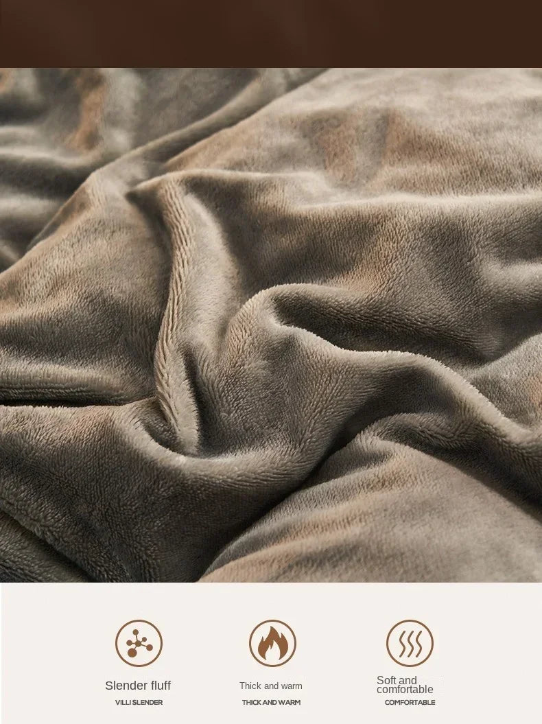 New Blue Milk Velvet Soft and Warm Duvet Cover Queen Size Double-Sided Plush Winter Blanket Bedding Luxury Duvet Cover