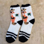 Christmas Red Thickened Coral Fleece Slippers Women's Home Socks Cozy Plush Autumn Winter Floor Socks Warmth And Style