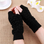 2024 New Women Long Fingerless Gloves Winter Mitten Knitted Warmer Arm Sleeve Thin Casual Soft Fingerless Unisex Gloves