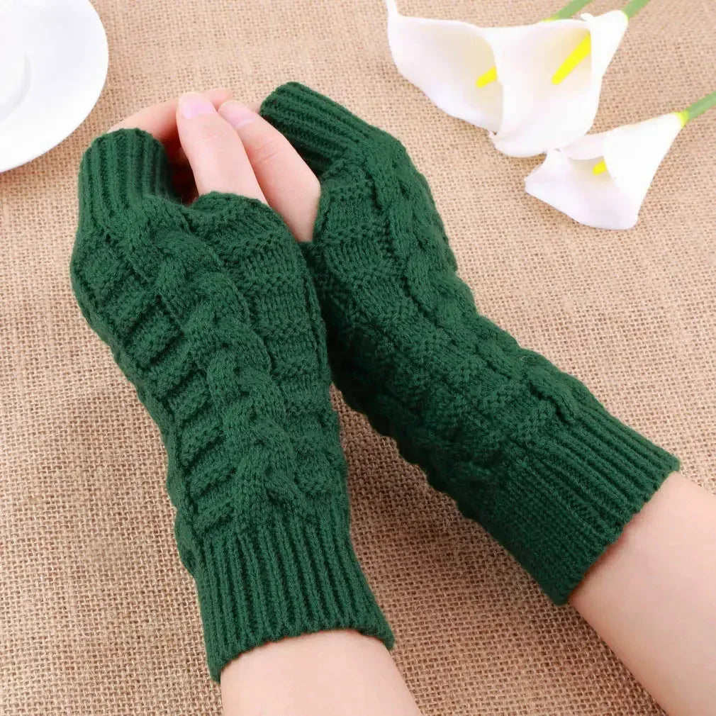 2024 New Women Long Fingerless Gloves Winter Mitten Knitted Warmer Arm Sleeve Thin Casual Soft Fingerless Unisex Gloves