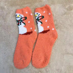 Christmas Red Thickened Coral Fleece Slippers Women's Home Socks Cozy Plush Autumn Winter Floor Socks Warmth And Style