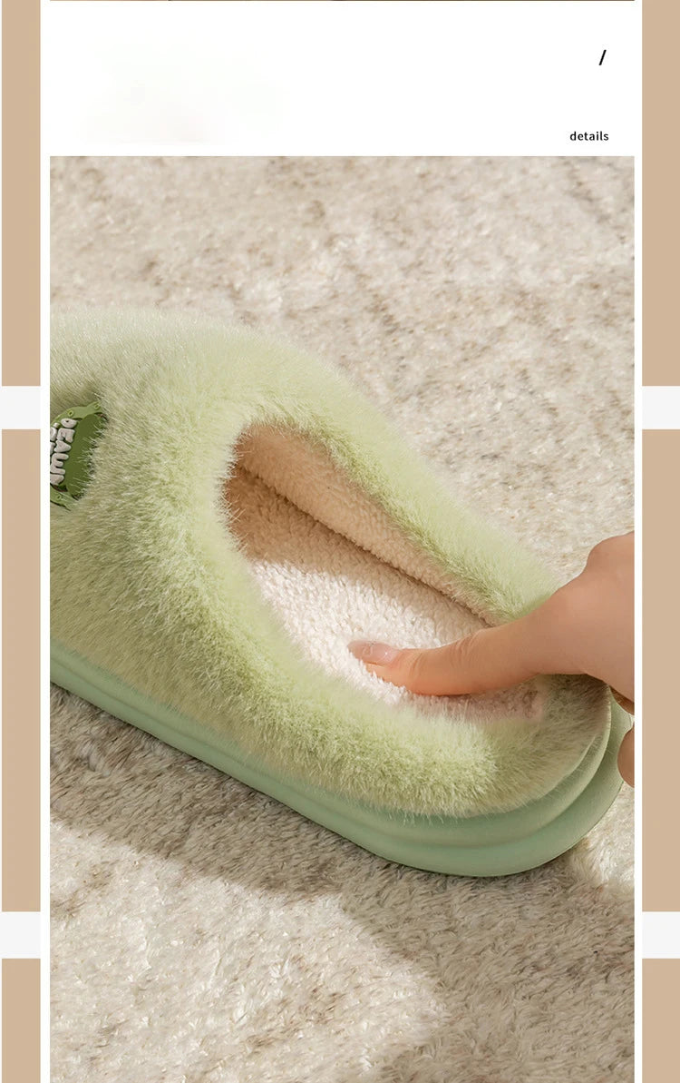 Winter Plush Couple Slippers for Men & Women Ultra Soft Memory Foam Cloud Comfort Non-Slip Thick Sole Indoor/Outdoor House Shoes