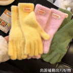 Winter Women's Gloves Thick Plush Knit Gloves Warm Velvet Mittens Solid Outdoor Ski Drive Touch Screen Gloves Christmas Gift