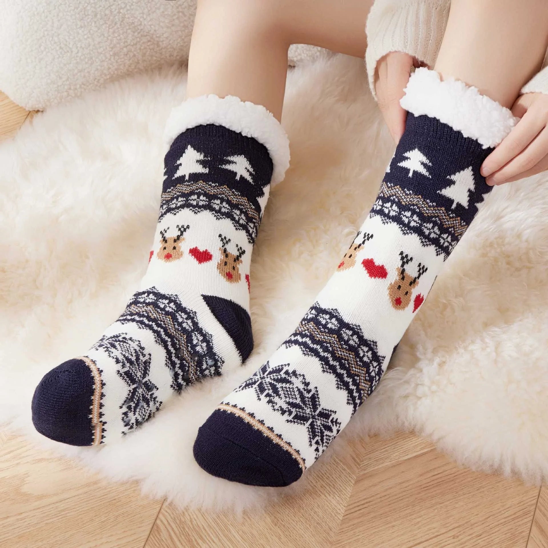 Christmas Elk Floor Socks Xmas Winter Fleece Sleeping Carpet socks Merry Christmas Gift Feliz Navidad Happy New Year 2026