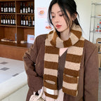 Red Stripe Soft Wool Knitted Scarf Women Winter Korean Thick Warm Scarf Fashion Y2K Harajuku Scarf Shawl Christmas New Year Gift