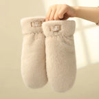 Plush Fluffy Gloves ColdProtection Windproof Thick Mittens Winter Warm Furry Gloves for Women Lovely Soft Outdoor Cycling Gloves
