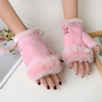 Soft Winter Half Finger Gloves Women Warm Luxury  Plush  Fingerless Gloves Wrist Mittens Writting