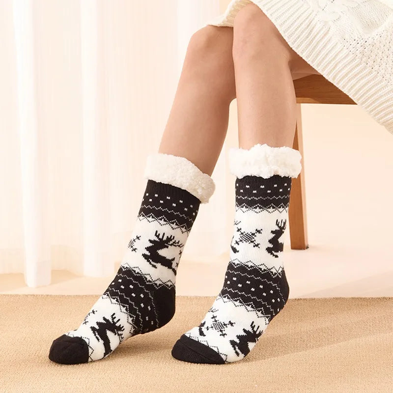 Christmas Elk Floor Socks Xmas Winter Fleece Sleeping Carpet socks Merry Christmas Gift Feliz Navidad Happy New Year 2026